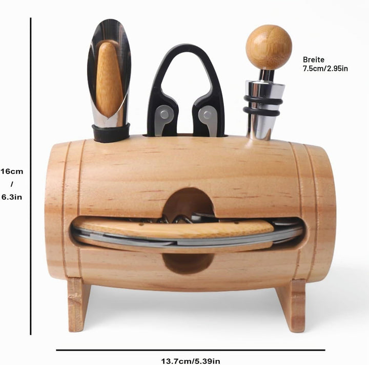 ZBPASL Fass Form Korkenzieher Set,Weinöffner,Wein Sommelier Sets mit Flaschenöffner,Weinverschlüsse,