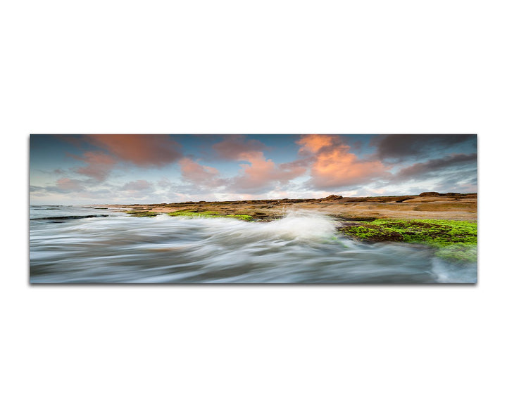 Paul Sinus Art Panoramabild auf Leinwand und Keilrahmen 150x50cm Florida Strand Wasser Wolken Sonnen