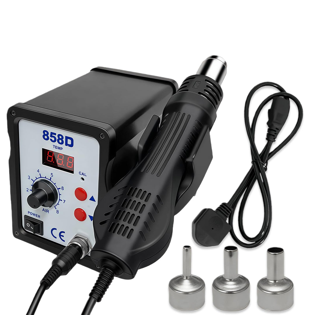 700W Heissluft Lötstation, 858D Hot Air Rework Station mit LED Display und 3 Düsen, 2-in-1 Entlötsta