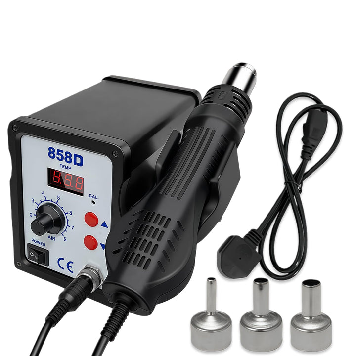 700W Heissluft Lötstation, 858D Hot Air Rework Station mit LED Display und 3 Düsen, 2-in-1 Entlötsta