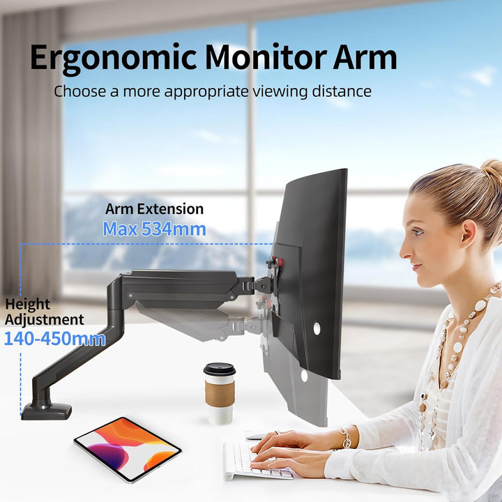 suptek Monitor Halterung für 13-32 Zoll LED LCD Bildschirm bis zu 9 kg, Monitor Arm mit Gasfeder, 36