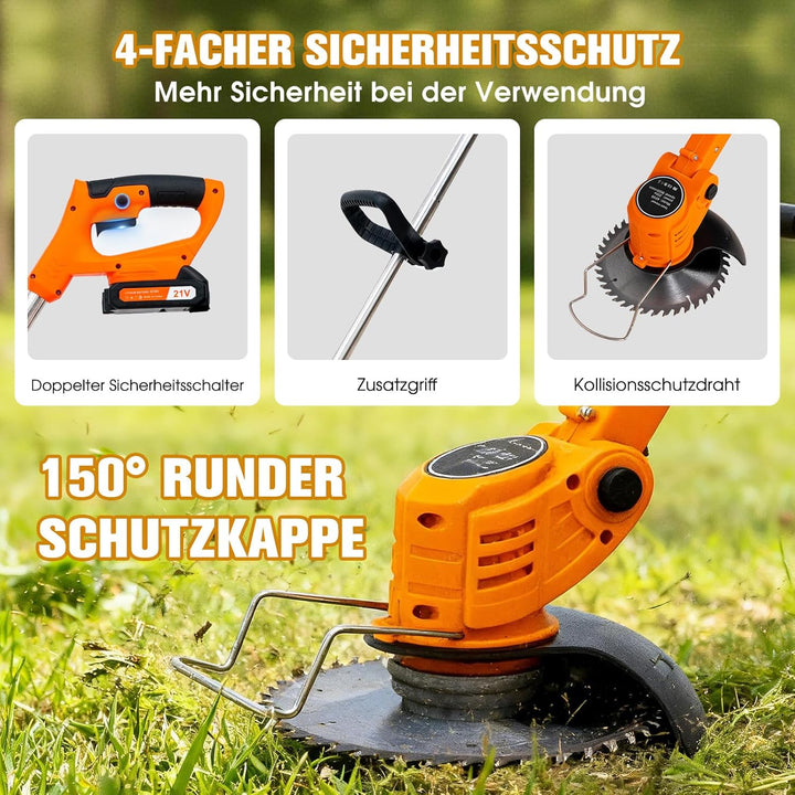 Akku-Rasentrimmer, batteriebetriebener Rasentrimmer mit 21 V, elektrischer Rasentrimmer ohne Kabel,m