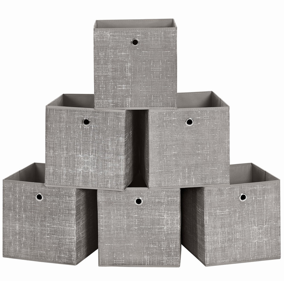 SONGMICS Aufbewahrungsbox, 6er Set, Ordnungsboxen aus Vliesstoff mit Griff, Boxen Aufbewahrung, 30 x