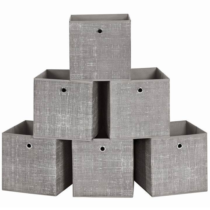 SONGMICS Aufbewahrungsbox, 6er Set, Ordnungsboxen aus Vliesstoff mit Griff, Boxen Aufbewahrung, 30 x