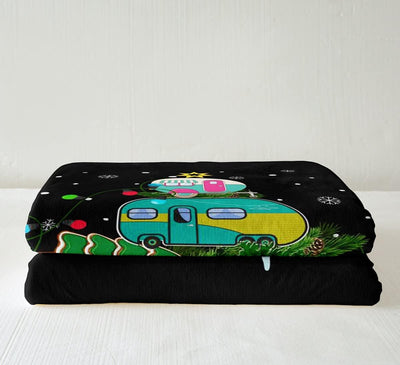 Weihnachten Decke 150x200 Kinder Happy Camping Fleece Decke Karikatur Camper Autos Auf Weihnachten B