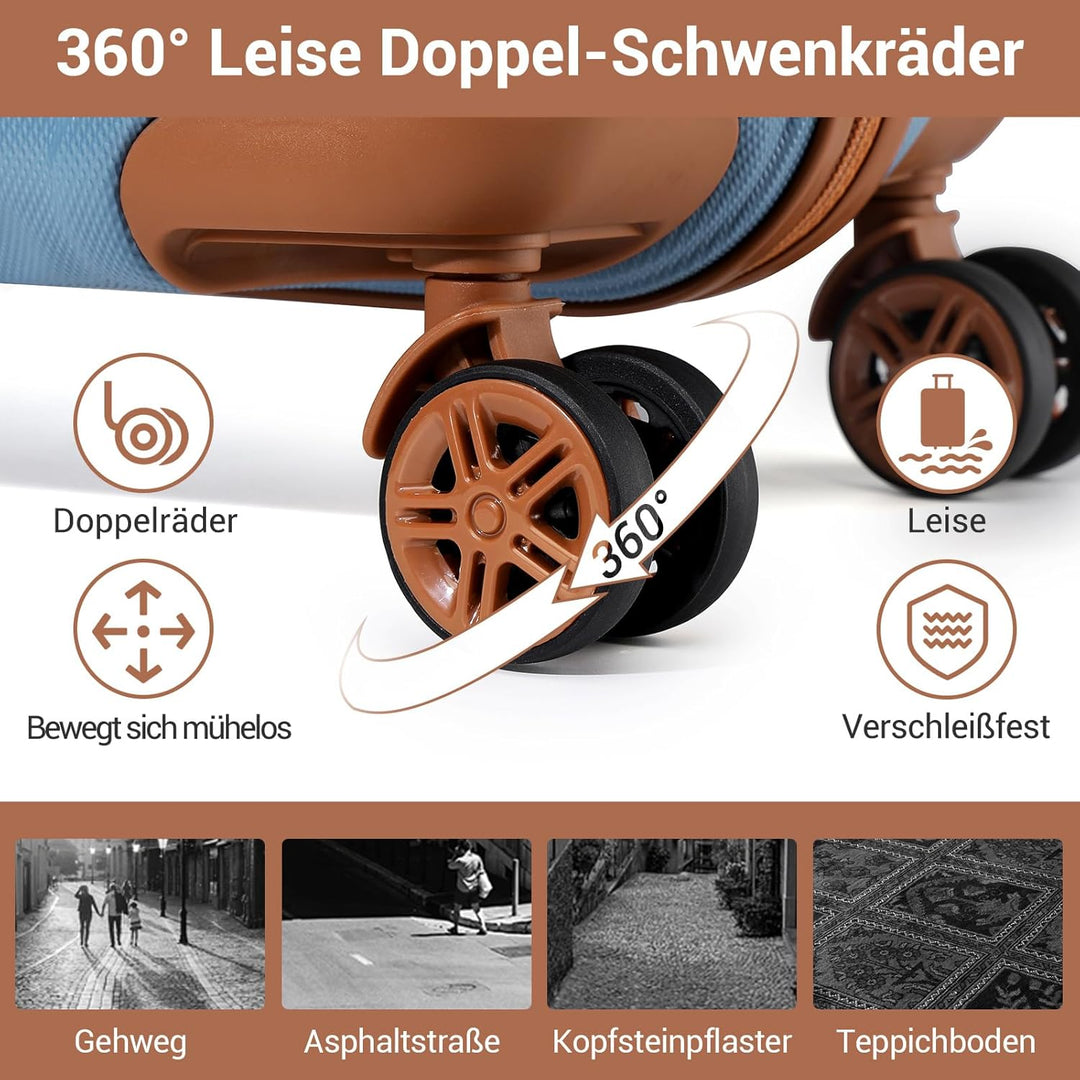 KONO Koffer Trolley Reisekoffer aus ABS+PC – Leichter Hartschalenkoffer mit 4 Zwillingsrollen und TS