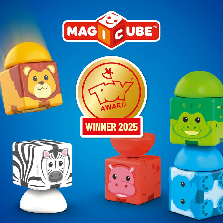 GEOMAG - MAGICUBE - 9 Magnetische Bausteine Rot/Orange/Blau - Pädagogisches Spielzeug Für Kinder Ab