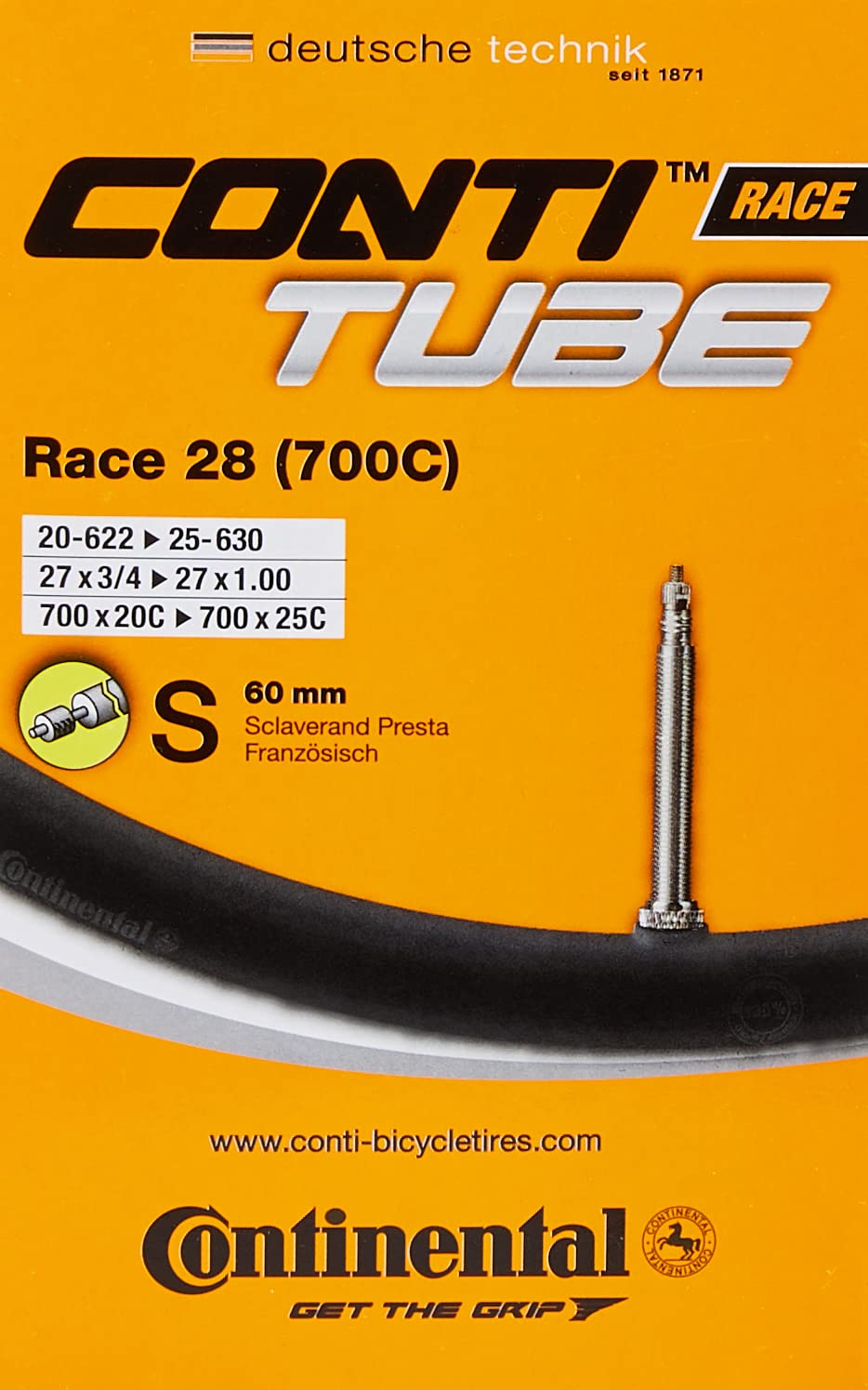Continental Race Tubes Fahrradschläuche mit Adaptern, Schwarz, 700 x 20-25c (5er pack)