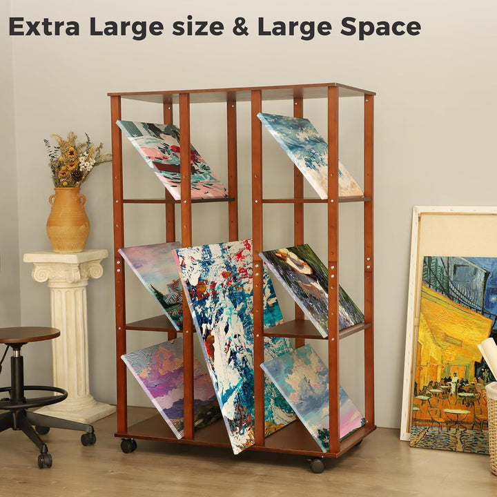 VISWIN Klappbares Holzregal für grosse Drucke - Perfekt für die Anzeige von Leinwand, Kunst, Drucke,