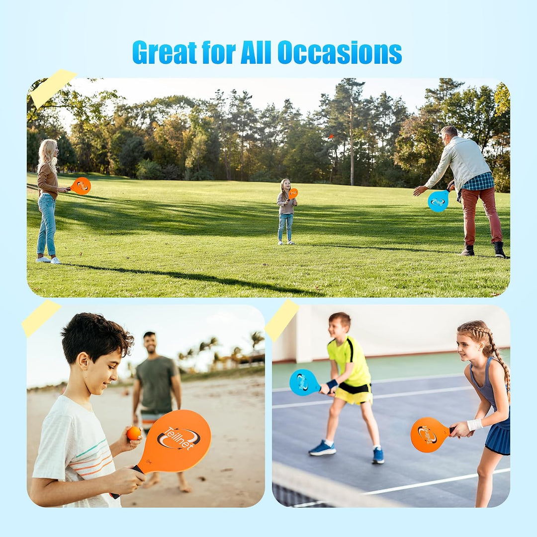 U&amp;C Planet Beachball Set Paddle Ball Spiel Strandschlägerset aus Holz Schläger Spiel für Kinder&amp;Fami