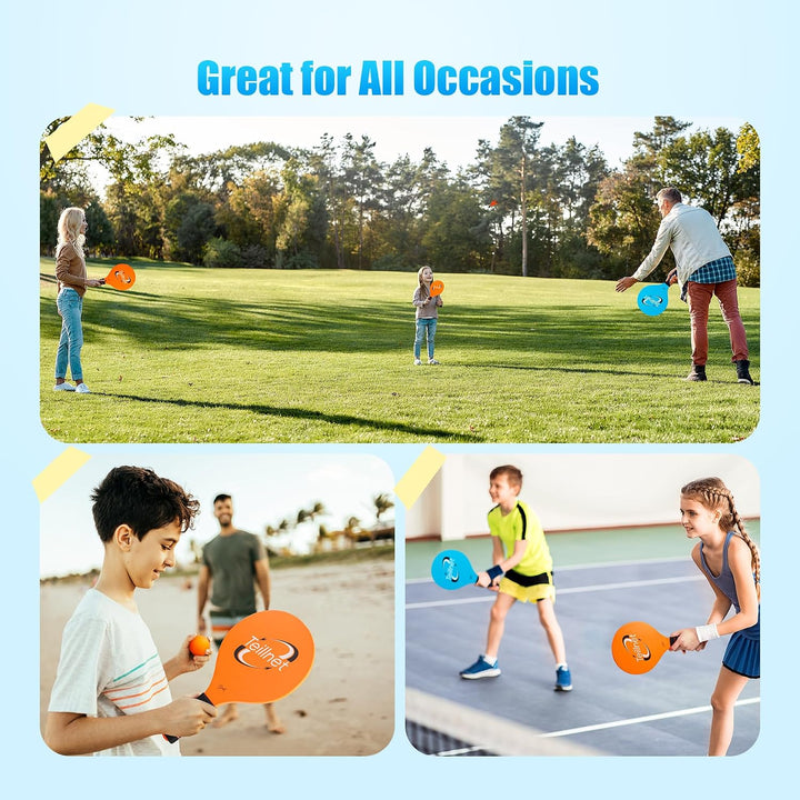 U&amp;C Planet Beachball Set Paddle Ball Spiel Strandschlägerset aus Holz Schläger Spiel für Kinder&amp;Fami