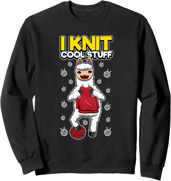 I Knit Cool Stuff - Schaf Wollknäuel Spruch - Stricken Sweatshirt