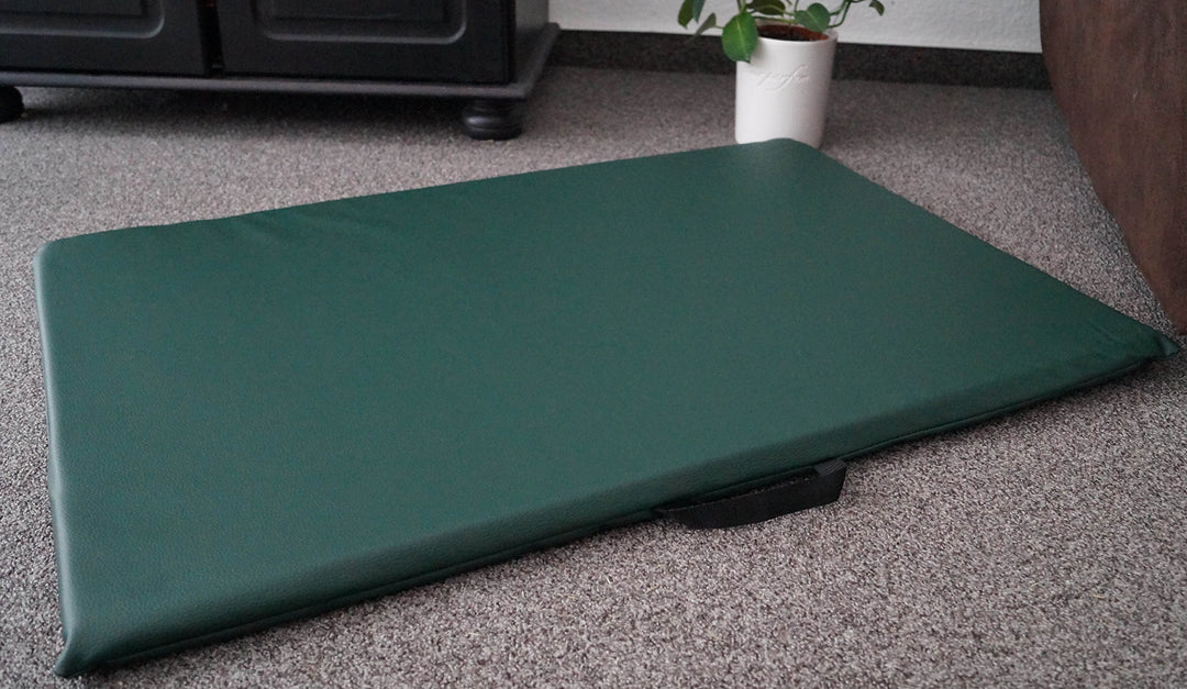 Hundebettenmanufaktur Hundematte Hundematratze Matte Kunstleder Schaumstoff 3 cm (90 cm X 60 cm, grü