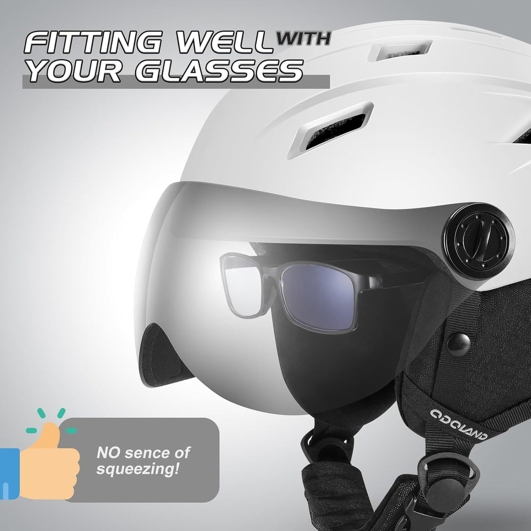 Odoland Erwachsene Skihelm Skihelm mit Visier, Leichter Race-Helm mit Helmvisier für Männer und Frau