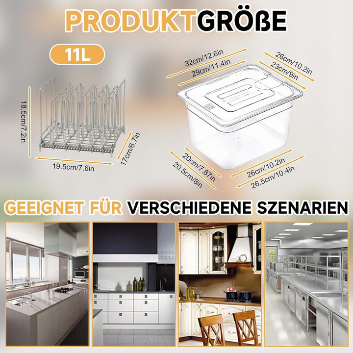 Sous Vide Behälter,Niedertemperatur-Slow Cooker mit Deckel, Fassungsvermögen 11 Liter mit Deckel und
