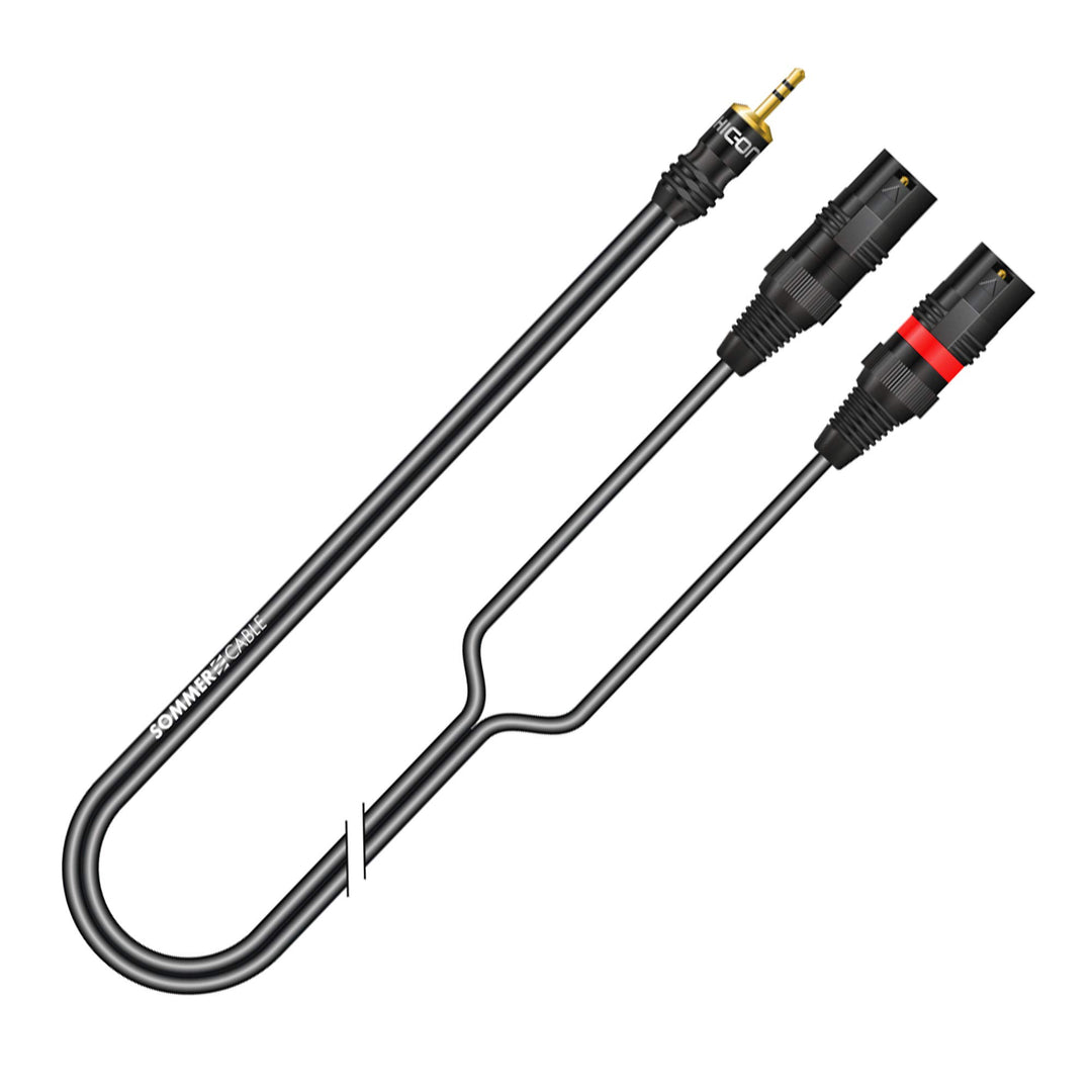 Sommer Cable 2,5m Y-Splitkabel 3pol 3,5mm Miniklinke auf 2x XLR männlich Stereo Adapterkabel 250cm O