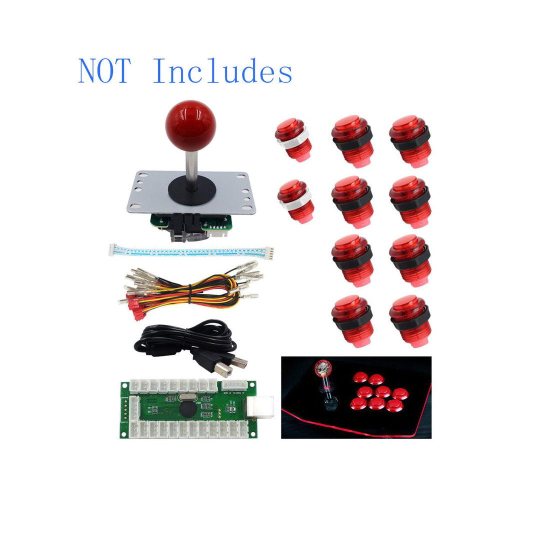 SJ@JX 2-Player LED USB Encoder zu Arcade Joystick und LED Arcade Tasten für PC, MAME und Retro Pie s