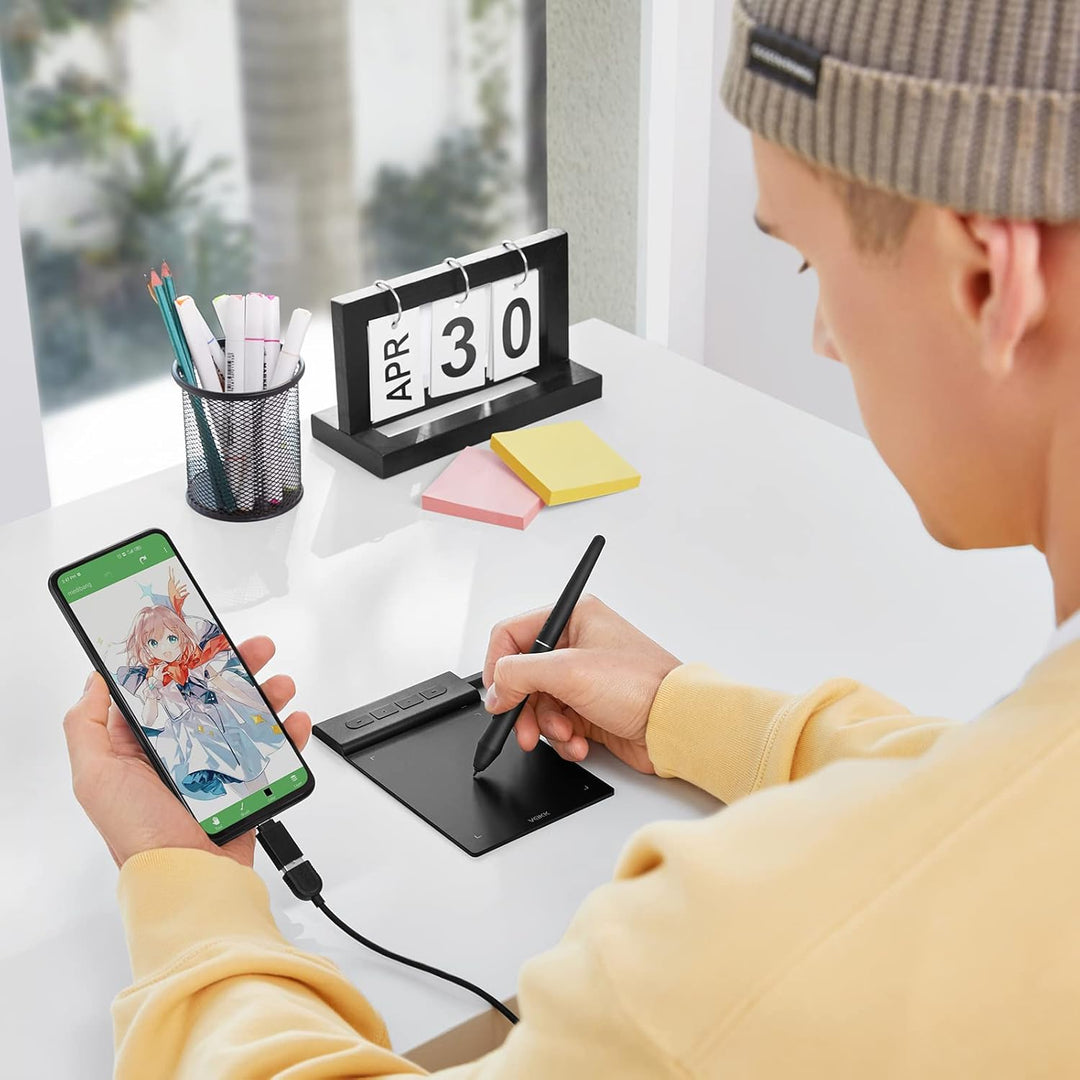 OSU Tablet VEIKK VK430,Grafiktablett 4x3 Zoll,Batterielosem Stylus mit 290RPS Berichtsrate, 8192 Dru