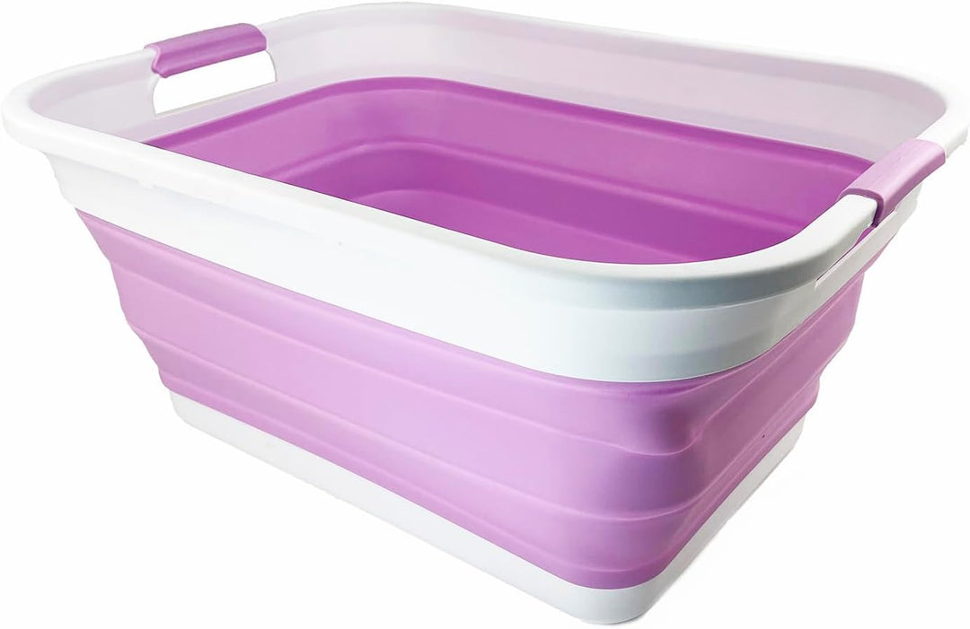 SAMMART 41L Collapsible Plastic Laundry Basket - Foldable Pop Up Storage Container/Organizer - Porta
