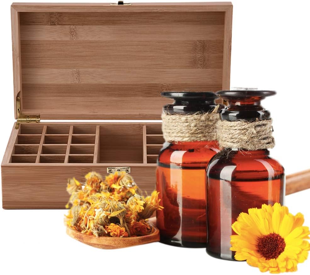 BrilliantDay Holz-Aufbewahrungsbox für ätherische Öle, 25 Gitter, drehbar, für ätherische Öle, Aroma