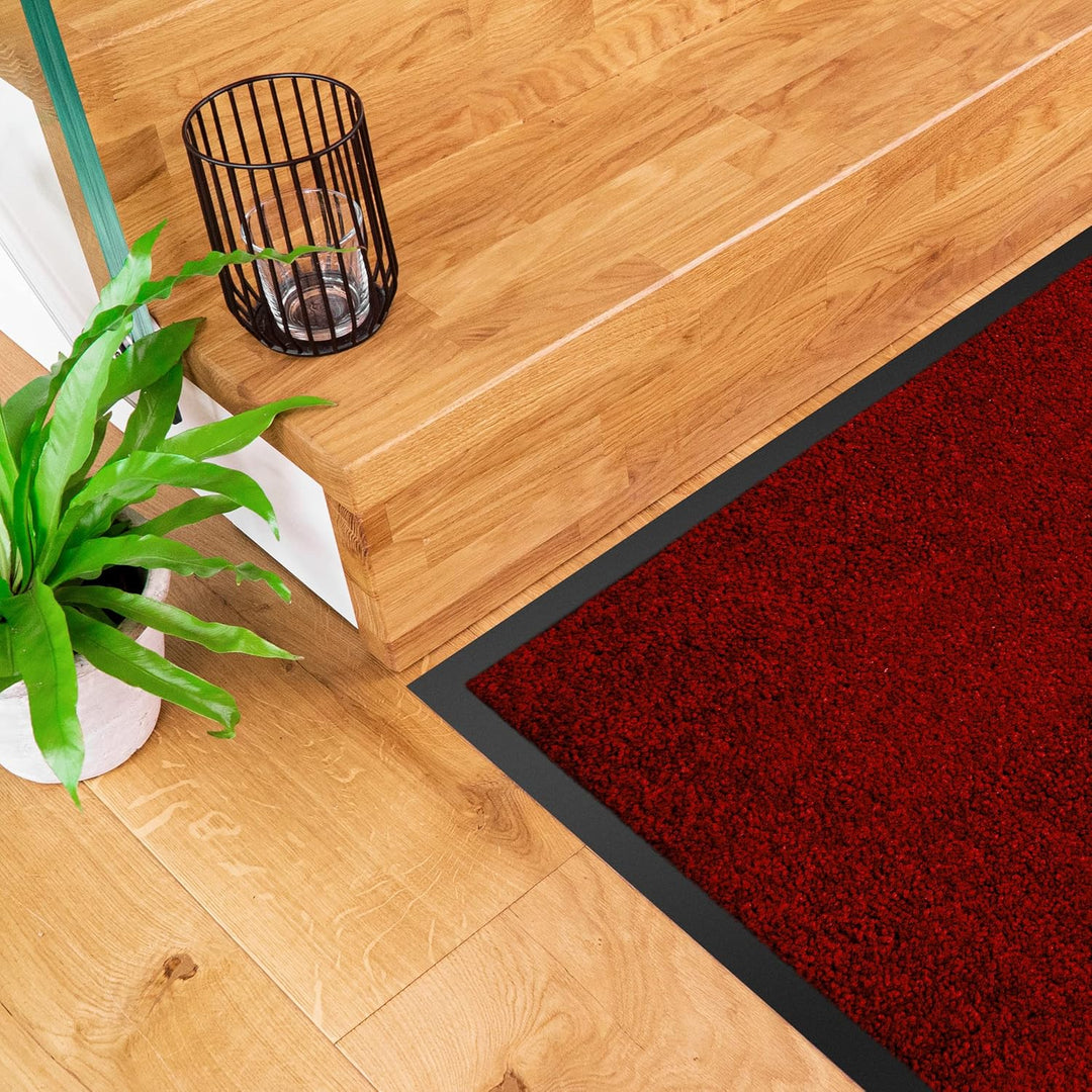 Hochwertige Fussmatte Rot 90x150 gross für Innen & Aussen - Schmutzfangmatte rutschfest, waschbar &
