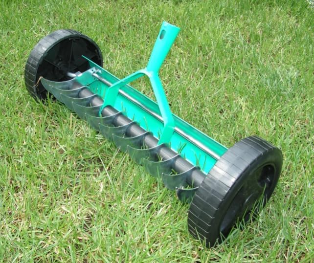 Vertikutierer Manuell Mit Rädern Rasenlüfter Garten Kultivator Jäten Rasen 34cm