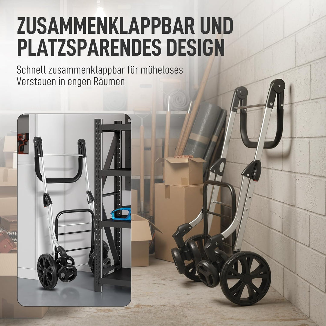 HOMCOM Einkaufstrolley klappbar Einkaufswagen mit Kühlfach, verstellbar Griff, 46L Kapazität, 3in1 T