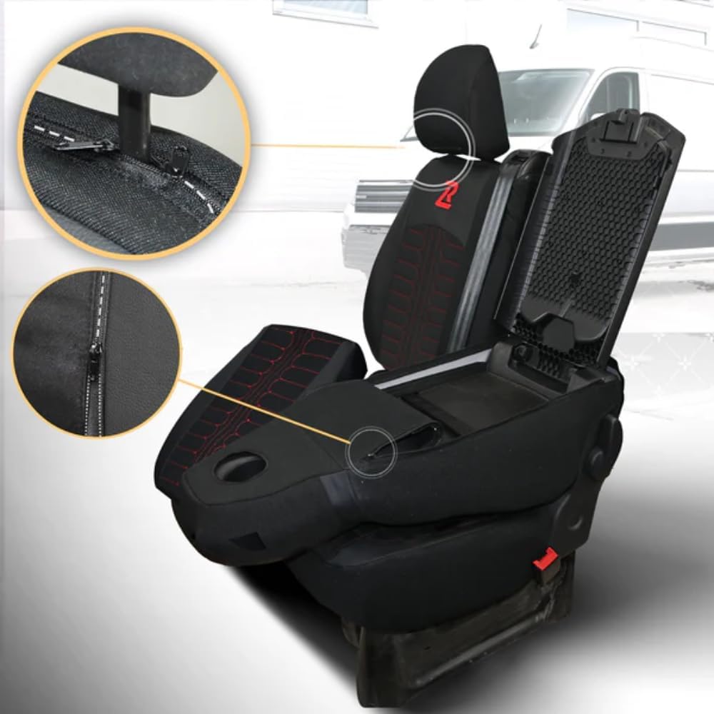 LUCARO Sitzbezüge Auto Renault Trafic 3 Opel Vivaro B FIAT Talento Nissan NV300 1+2 Sitzbank: mit Lu