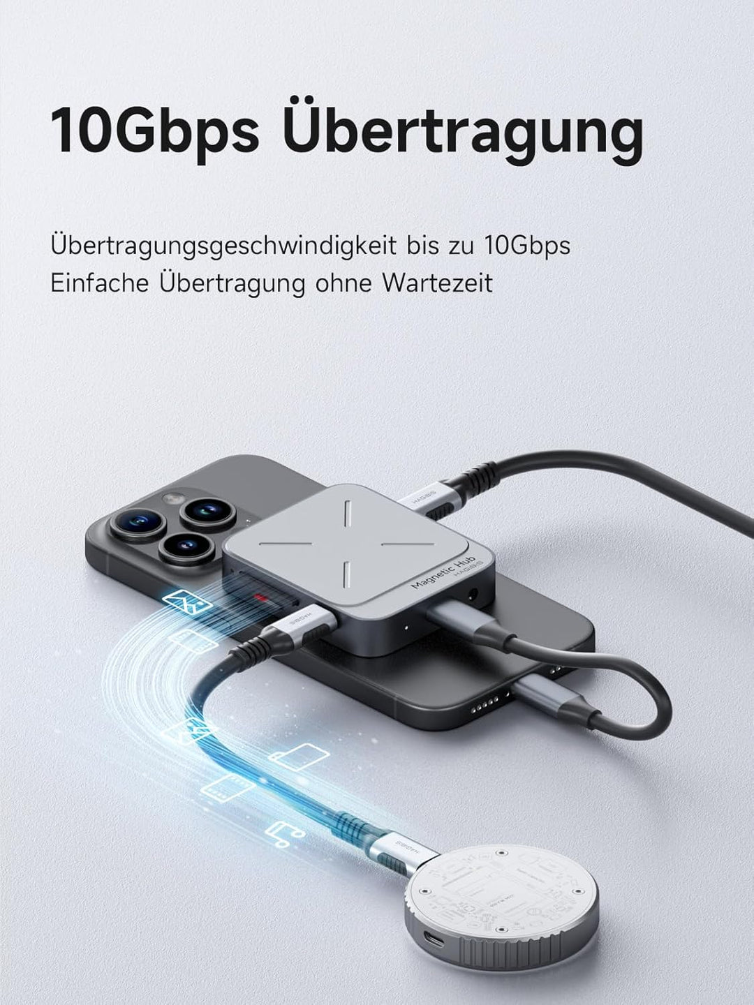 Hagibis Doppelseitig Magnetischer USB C Hub für iPhone 17 16 15 Pro Max, SD 4.0 UHS-II 312MB/s Karte