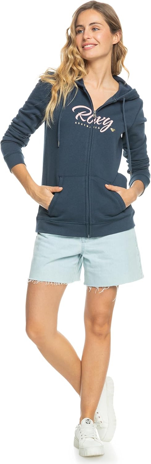 Roxy Damen Itia Zip Signature Hooded Sweatshirt S Mood Indigo, S Mood Indigo