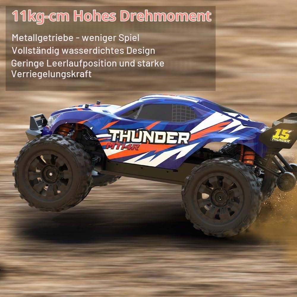 X-Verse MT14R 4WD 100KM/H Ferngesteuertes Auto, 1:14 Wasserdichtes RC Autos mit 3S Bürstenloser Moto