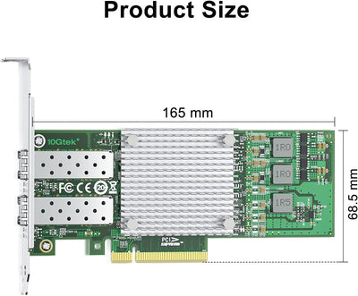 10Gtek® 10Gb PCI-E NIC Netzwerkkarte, mit Broadcom BCM57810S Chipset, Dual SFP+ Port, PCI Express Et