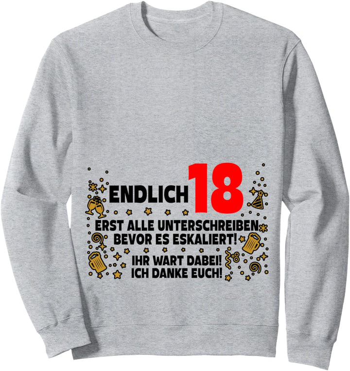 Endlich 18 Gästebuch zum Unterschreiben 18. Geburtstag Sweatshirt