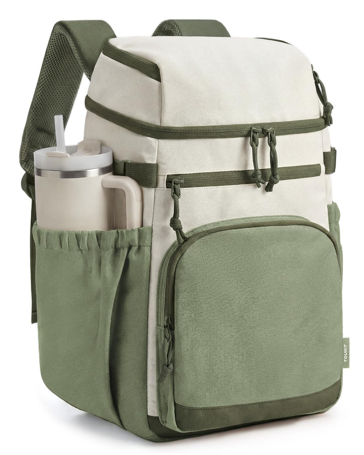TOURIT Kühlrucksack Leichter Rucksack 21L mit Flaschenöffner Hält 30 Dosen Graugrün, Graugrün