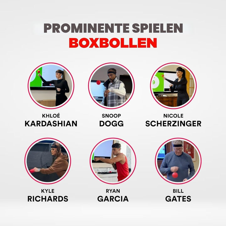 Boxbollen Original mit App, verwendet von Prominenten - MMA Gear Boxball - Boxreflexball mit verstel