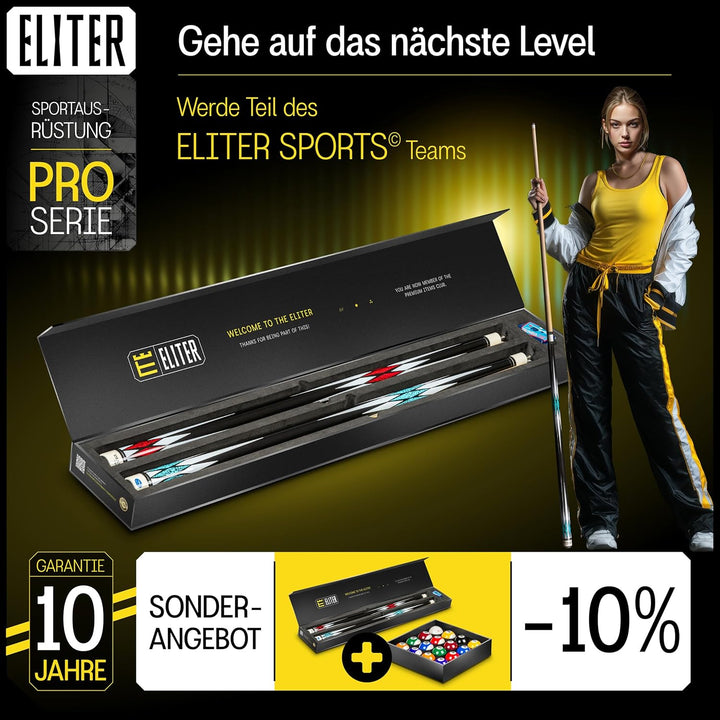 Billard Queue Set 2 - Billard cue aus massivem Ahornholz - weich und robust für mehr Kontrolle und P