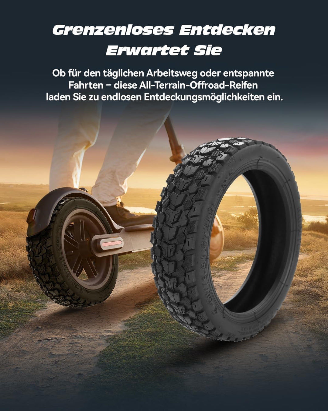 Satgoo 8,5 Zoll E Scooter Reifen 8 1/2 x 2 für Xiaomi Scooter, Super Grip Offroad Reifen und Verdick