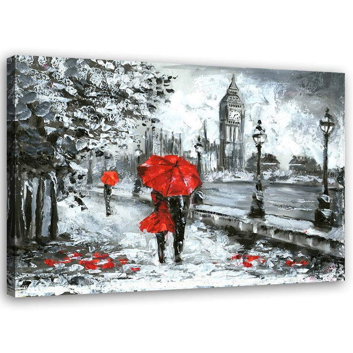 Feeby Bild auf Leinwand London Kunstdruck modern Landschaft Rot 90x60 cm 90L x 60B cm M_14067, 90L x
