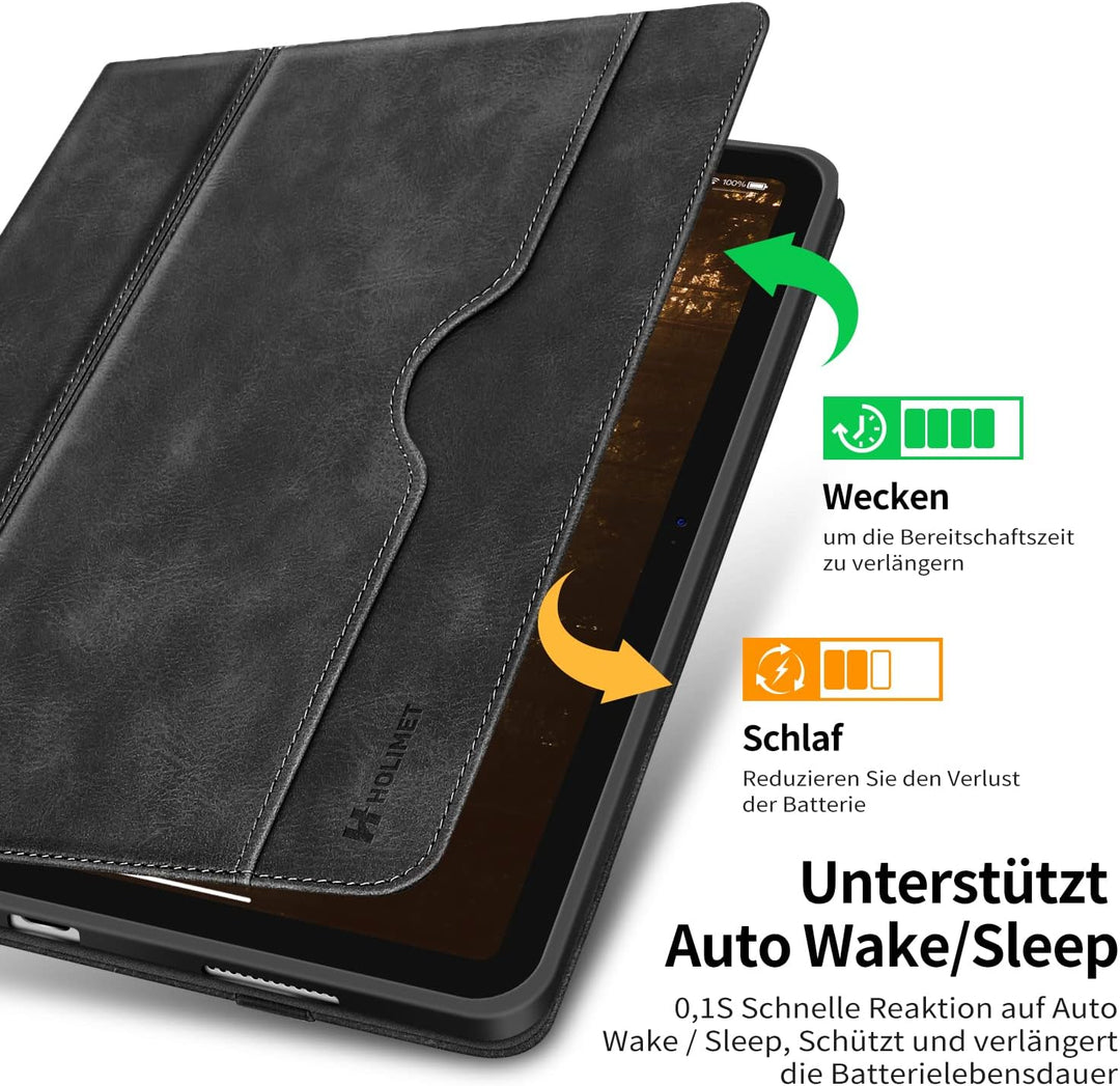 HOLIMET Hülle für iPad 10 Generation 2022 mit Stifthalter, iPad 10 Gen 2022 PU Leder Case TPU Rückse