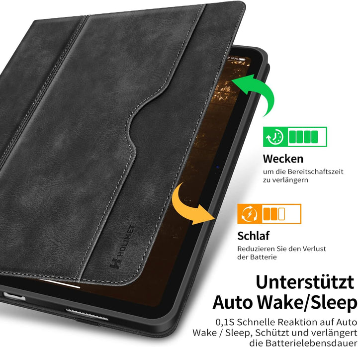 HOLIMET Hülle für iPad 10 Generation 2022 mit Stifthalter, iPad 10 Gen 2022 PU Leder Case TPU Rückse