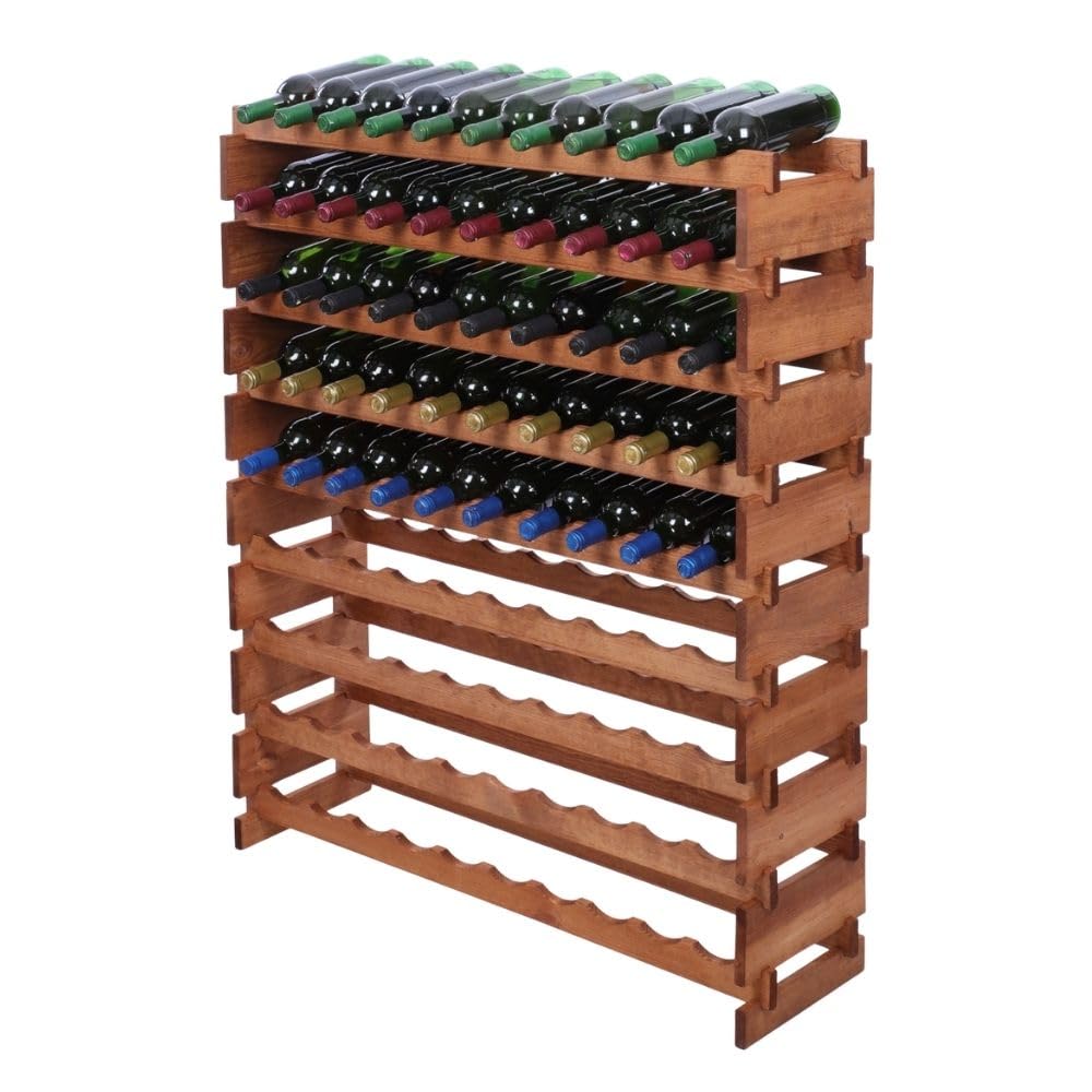 PROREGAL Weinregal VINOTECA Flex PRO | HxBxT 121x103x28cm | 90 Flaschen auf 9 Ebenen | Massives Kief