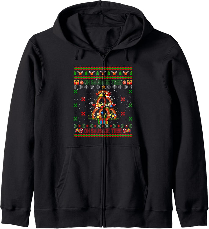 Sausage Christmas Tree Santa Elf Sausages As Xmas Tree Kapuzenjacke