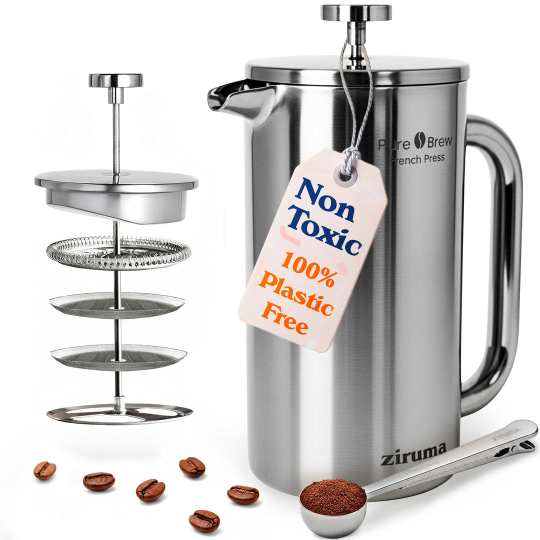 Plastikfrei &amp; Ungiftig French Press – Hochwertiger Edelstahl Kaffeebereiter, Doppelwandig Isoliert m