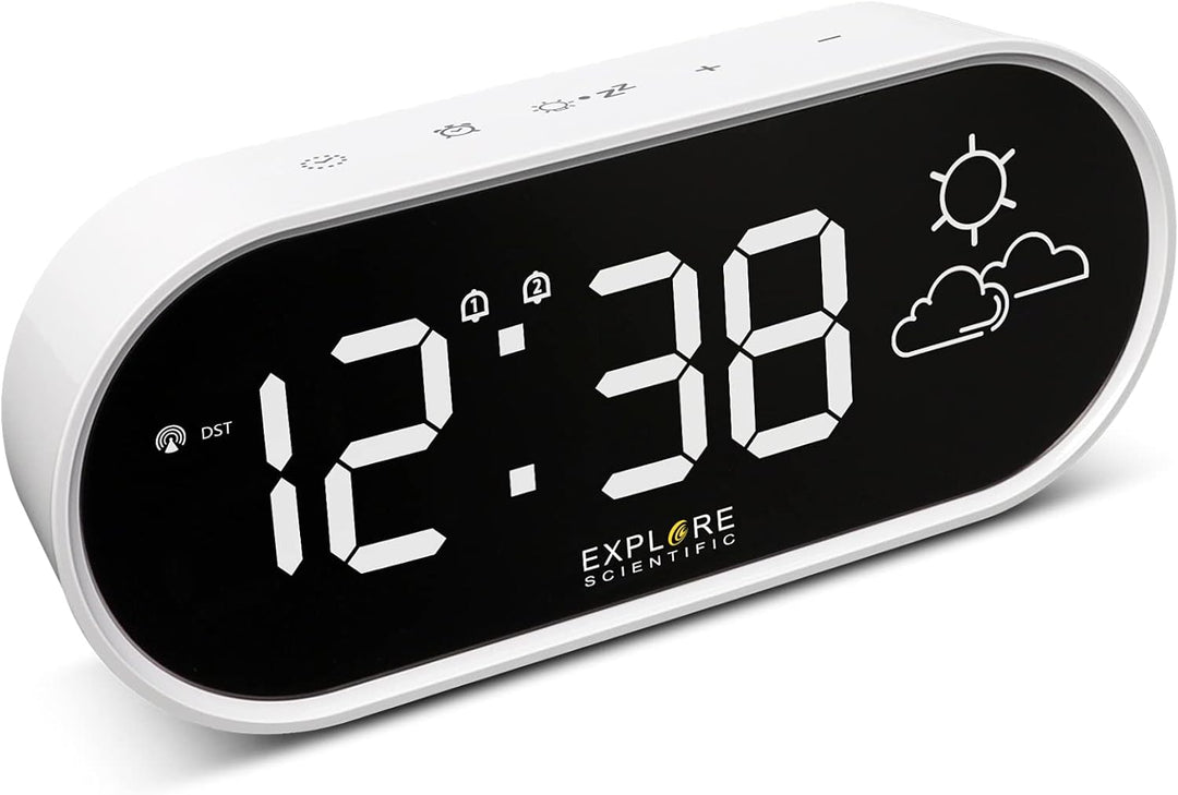 Explore Scientific RDC2002W Spiegel-Display, Uhrzeit und Innentemperatur, Symbol-Wettervorhersage, D