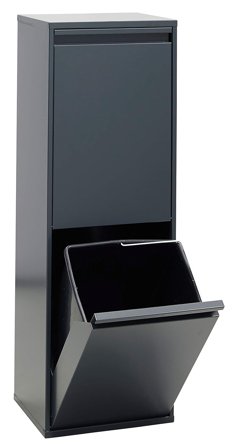 ARREGUI Mülleimer und Recyclingbehälter, Stahl, 2 Fächer 90,5 x 30,5 x 24,5 cm anthrazit anthrazit/