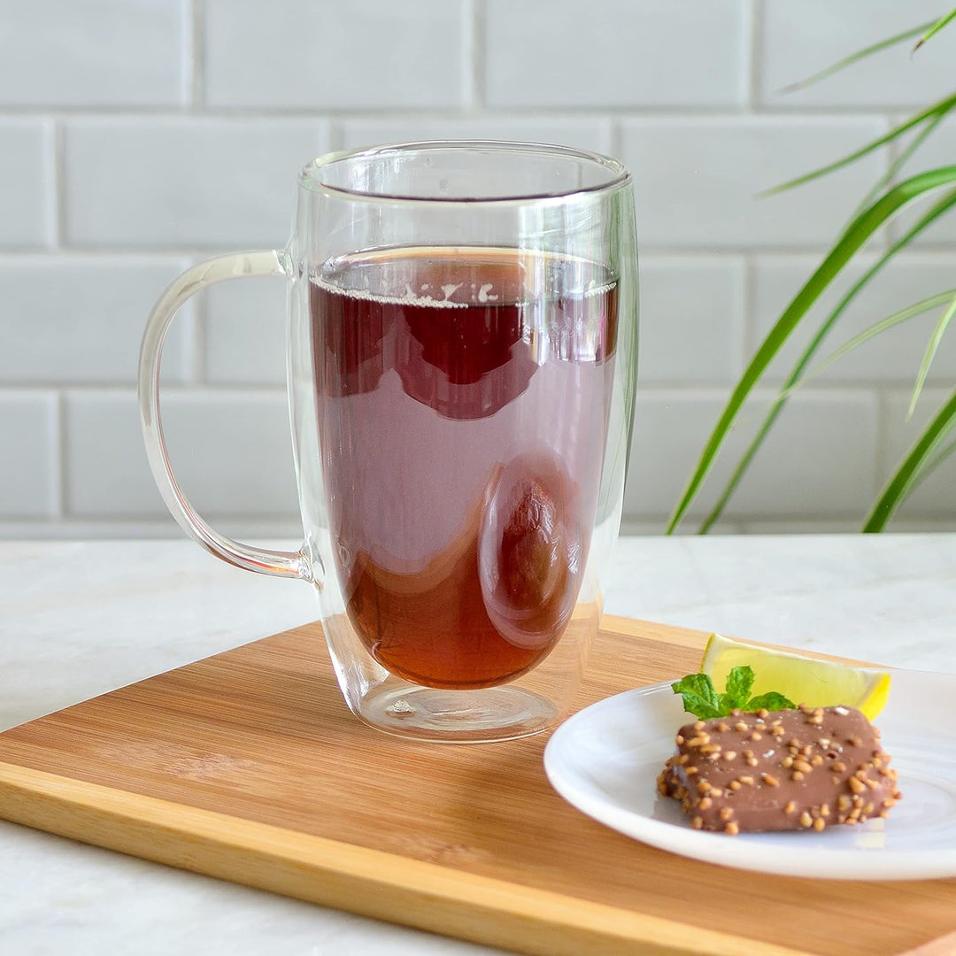 Youngever 2er Set 500ML Kaffee Gläser, Kaffeetassen aus Glas, Doppelwandige Kaffeetassen, Double gla