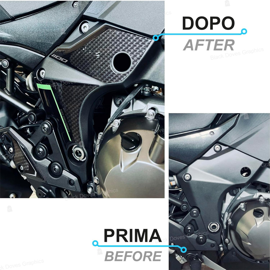 Harzbeschichtete 3D-Aufkleber Schutz kompatibel/Ersatz für Kawasaki Versys 1100 SE 2025 Metallic Gra