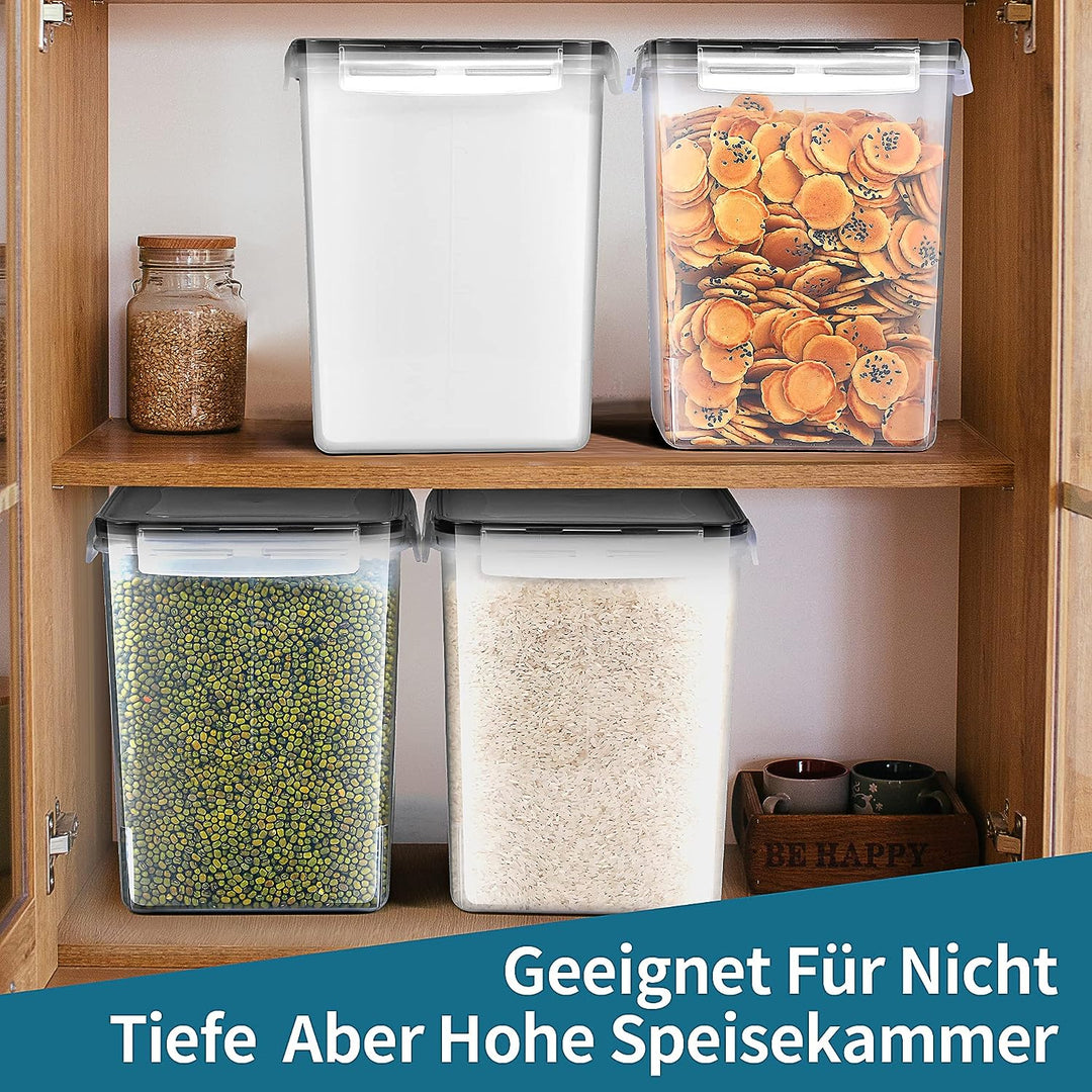 5,2L Gross Vorratsdosen mit Deckel Luftdicht 4er Set mit Kreidemarker und Etiketten, BPA Frei Plasti