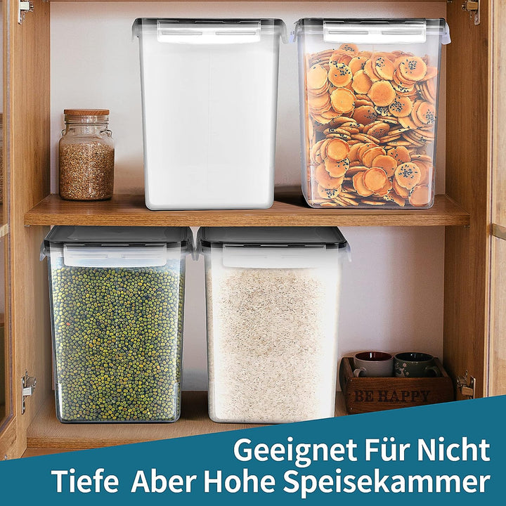 5,2L Gross Vorratsdosen mit Deckel Luftdicht 4er Set mit Kreidemarker und Etiketten, BPA Frei Plasti