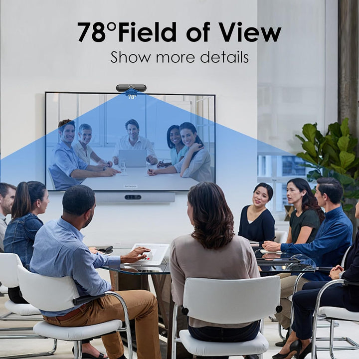 VIZOLINK W4DS Webcam 4K, PC Webcam mit Mikrofon, 78°Sichtfeld, Fester Fokus, Plug&Play, Stativ und A